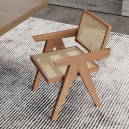 "Dining Table Set 61""-79"" Rectangle Extendable Dining Table & 8 Archic Japandi Rattan Dining Chairs" - thumbnail 6