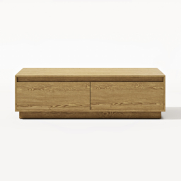 1200mm Mid Century Modern Natural Coffee Table Rectangular Block Living Room Table with Storage - thumbnail 9