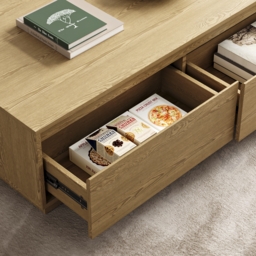 1200mm Mid Century Modern Natural Coffee Table Rectangular Block Living Room Table with Storage - thumbnail 7