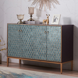 Modern Cabinet Scale Patterned Sideboard Buffet with Doors & Shelves in Large - thumbnail 2
