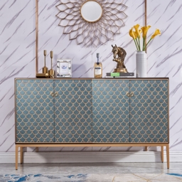 Modern Cabinet Scale Patterned Sideboard Buffet with Doors & Shelves in Large - thumbnail 1