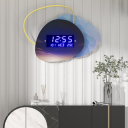480mm LED Digital Display Wall Clock Modern Acrylic Abstract Star Decor Art Living Room - thumbnail 3