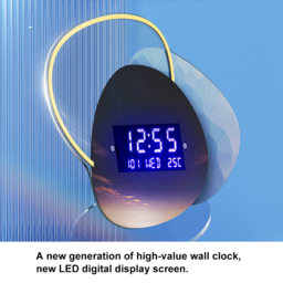 480mm LED Digital Display Wall Clock Modern Acrylic Abstract Star Decor Art Living Room - thumbnail 6