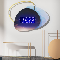 480mm LED Digital Display Wall Clock Modern Acrylic Abstract Star Decor Art Living Room - thumbnail 1