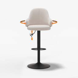1830mm Black Kitchen Island & 4 Velvet Swivel Bar Stools with Curved Wing Back - thumbnail 8