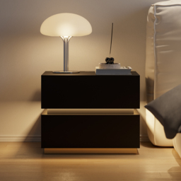 Smart LED Bedside Table Wireless Charging Station Bedside Table with Light Modern in Black - thumbnail 2