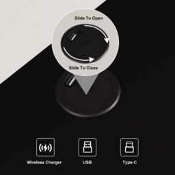 Smart LED Bedside Table Wireless Charging Station Bedside Table with Light Modern in Black - thumbnail 9