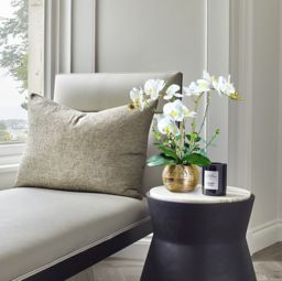 Premium Artificial Realistic White Orchids in Vase Set Gold Brushed Ceramic Flower Pots - thumbnail 4