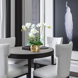 Premium Artificial Realistic White Orchids in Vase Set Gold Brushed Ceramic Flower Pots - thumbnail 6