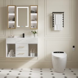 900mm Floating Bathroom Vanity & Standard Toilet One-Piece Smart Toilet Wall Outlet