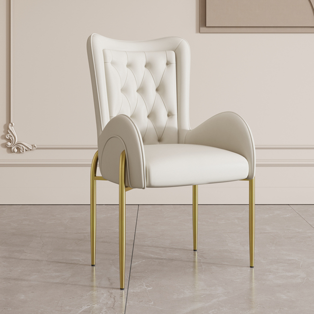 Oakic White PU Leather Upholstered Dining Chair Modern Tufted Wingback Chair 8-Pieces - image 1
