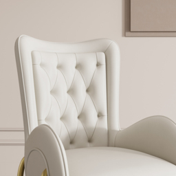 Oakic White PU Leather Upholstered Dining Chair Modern Tufted Wingback Chair 8-Pieces - thumbnail 9