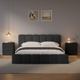 Modern Nightstand  off-white with 3-drawers and  LED and USB charging function  Set of 2 - thumbnail 4
