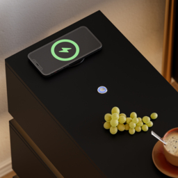 Smart LED 3-Drawer Bedside Table Wireless Charging Station Bedside Table with Light Modern Black - thumbnail 9