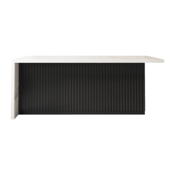 180 cm Large White & Black Kitchen Island with Storage Cabinet Marble Veneered Top - thumbnail 9