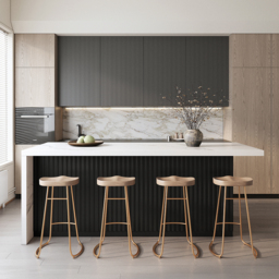 180 cm Large White & Black Kitchen Island with Storage Cabinet Marble Veneered Top - thumbnail 2