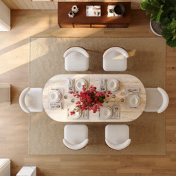 180 cm Faux Travertine Oval Dining Table with Fluted Base & Storage - thumbnail 4