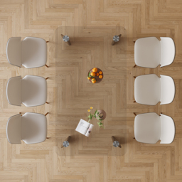 1800mm Rectangle Glass Dining Table for 8 Person Walnut Solid Wood 4-Legs - thumbnail 4
