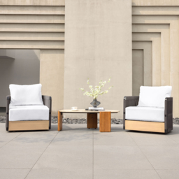 Costra Garden Aluminium & Rope Weave Swivel Lounge Chair in Black, Set of 2 - thumbnail 3