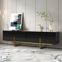 Grovyn 220 cm Sintered Stone Top Fluted TV Stand with Spacious Cabinets