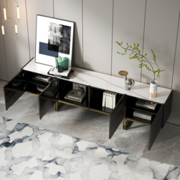 Grovyn 220 cm Sintered Stone Top Fluted TV Stand with Spacious Cabinets - thumbnail 3