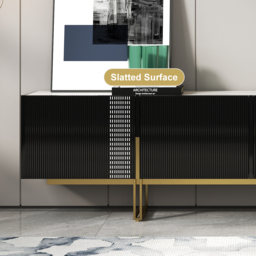 Grovyn 220 cm Sintered Stone Top Fluted TV Stand with Spacious Cabinets - thumbnail 9