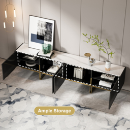 Grovyn 220 cm Sintered Stone Top Fluted TV Stand with Spacious Cabinets - thumbnail 7
