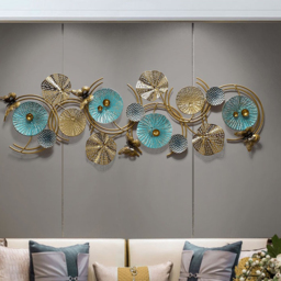 1200mmW*470mmH  3D Lotus Leaves Wall Decor Home Luxury Metal Wall Art for Home Decorations, Living Room, Bedroom, Hotel - thumbnail 2