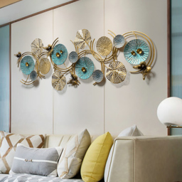 1200mmW*470mmH  3D Lotus Leaves Wall Decor Home Luxury Metal Wall Art for Home Decorations, Living Room, Bedroom, Hotel - thumbnail 1