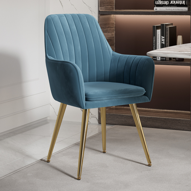 Modern Dining Chair Blue Velvet Upholstered Dining Chairs With Arms (Set of 2) - image 1