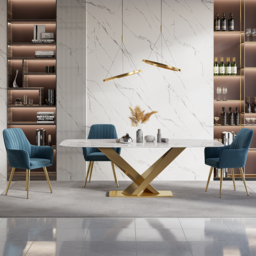 Modern Dining Chair Blue Velvet Upholstered Dining Chairs With Arms (Set of 2) - thumbnail 7