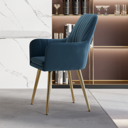 Modern Dining Chair Blue Velvet Upholstered Dining Chairs With Arms (Set of 2) - thumbnail 5