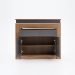 Modern Extendable Dining Table Rectangle Sideboard with Storage in Walnut & Gray - thumbnail 9