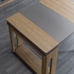 Modern Extendable Dining Table Rectangle Sideboard with Storage in Walnut & Gray - thumbnail 7