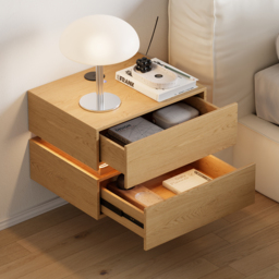 Floating Smart LED Nightstand Wireless Charging Station Bedside Table with Light White - thumbnail 8