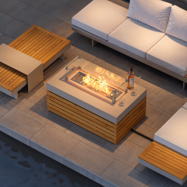 Smokeless Propane Outdoor Fire Pit Table Rectangular Patio Furniture Firepit in Aluminium Alloy (1000 mm High) - image 1