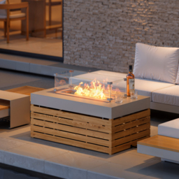 Smokeless Propane Outdoor Fire Pit Table Rectangular Patio Furniture Firepit in Aluminium Alloy (1000 mm High) - thumbnail 2