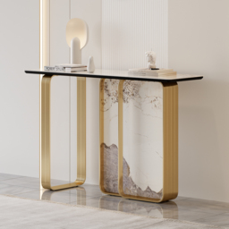 1200mmW Modern Sintered Stone Console Table with Gold Stainless Steel Frame - thumbnail 2