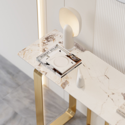 1200mmW Modern Sintered Stone Console Table with Gold Stainless Steel Frame - thumbnail 6