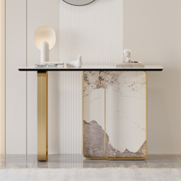 1200mmW Modern Sintered Stone Console Table with Gold Stainless Steel Frame - thumbnail 3