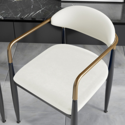 Otrast White PU Leather &Velvet Upholstered 4-Piece Dining Chair Upholstered Arm Chair - thumbnail 3