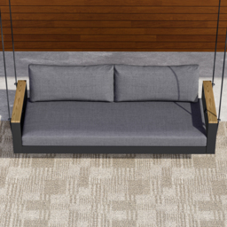 Tevara Two Seater Solid Wood Outdoor Hanging Chair Sofa Porch Swing Bench in Grey Cushion & Pillow Included - thumbnail 4