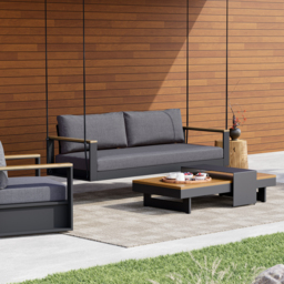 Tevara Two Seater Solid Wood Outdoor Hanging Chair Sofa Porch Swing Bench in Grey Cushion & Pillow Included - thumbnail 2