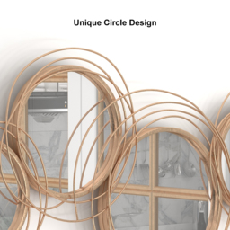 Modern Luxury Large Gold Round Wall Mirror Creative 3D Overlapping 4 Rings Metal Decor - thumbnail 9