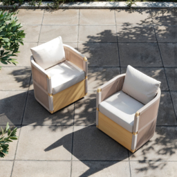 Costra Outdoor Aluminium & Rope Weave Swivel Dining Chairs, Set of 2 - thumbnail 3