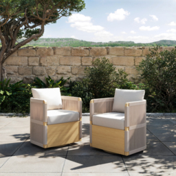 Costra Outdoor Aluminium & Rope Weave Swivel Dining Chairs, Set of 2 - thumbnail 2