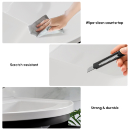 900mm Floating Curved Bathroom Vanity in Black Right Offset Single Sink Bathroom Cabinet - thumbnail 5