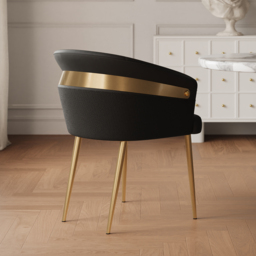 Set of 4 Modern Black PU Leather Dining Chair Curved Back with Gold Legs - thumbnail 6