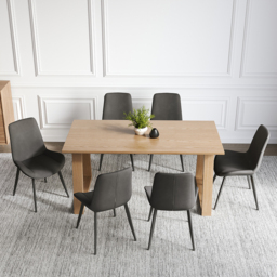 Linesly Mid-Century Modern Gray Upholstered Dining Chairs PU Leather (Set of 2) - thumbnail 8