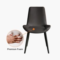 Linesly Mid-Century Modern Gray Upholstered Dining Chairs PU Leather (Set of 2) - thumbnail 3